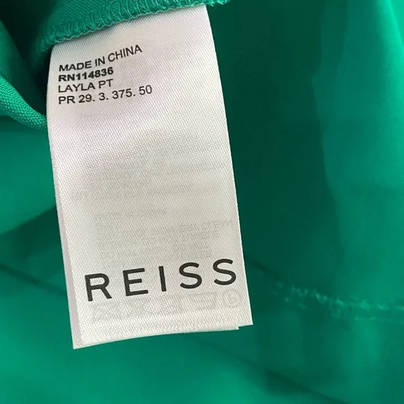 REISS Layla Green Crepe Bodycon Sleeveless Round Neck Midi Dress SZ 8P - Picture 6 of 11